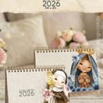 Kit extra com 12 Capas para calendário de mesa A5 2026 santinhos PDF (Carinas Paper)