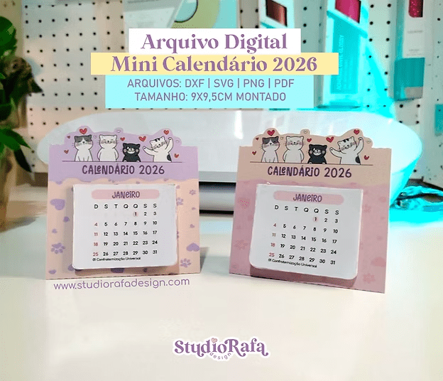 9fc54c_65b7a3a5d8b547a585873768063a4801mv2 Mini Calendário 2026 Gatinhos - Imagem 1