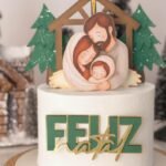 Feliz Natal Jesus Aquarela - Topo de Bolo