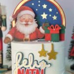 Feliz Natal Papai Noel Aquarela - Topo de Bolo