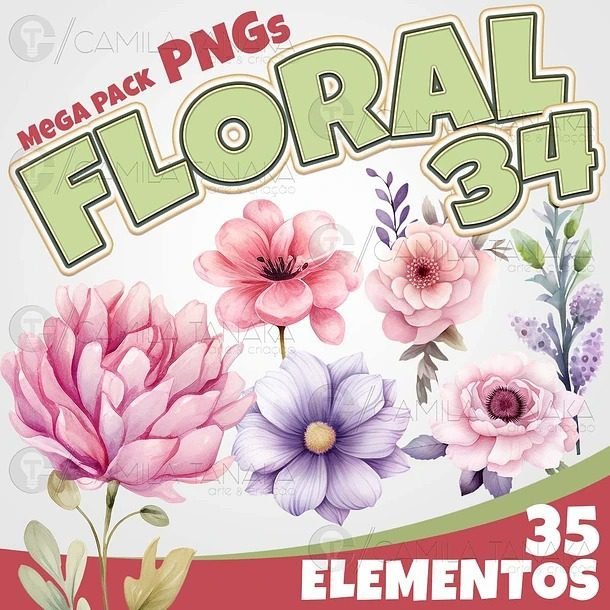 Floral-34 Floral 34 - Kit Digital - Imagem 1