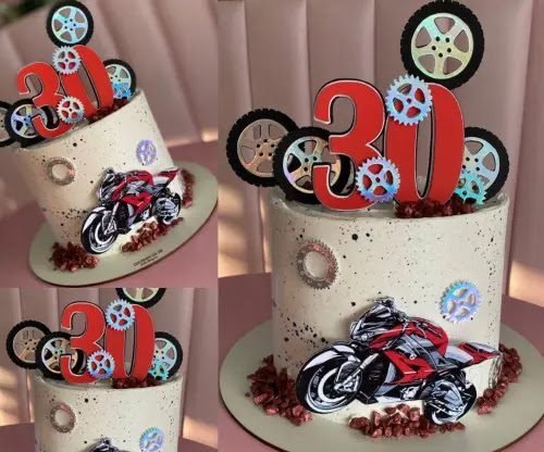 Moto-Vermelha Moto Vermelha - Topo de Bolo - Imagem 1