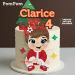 Natal Menina Laço - Topo de Bolo