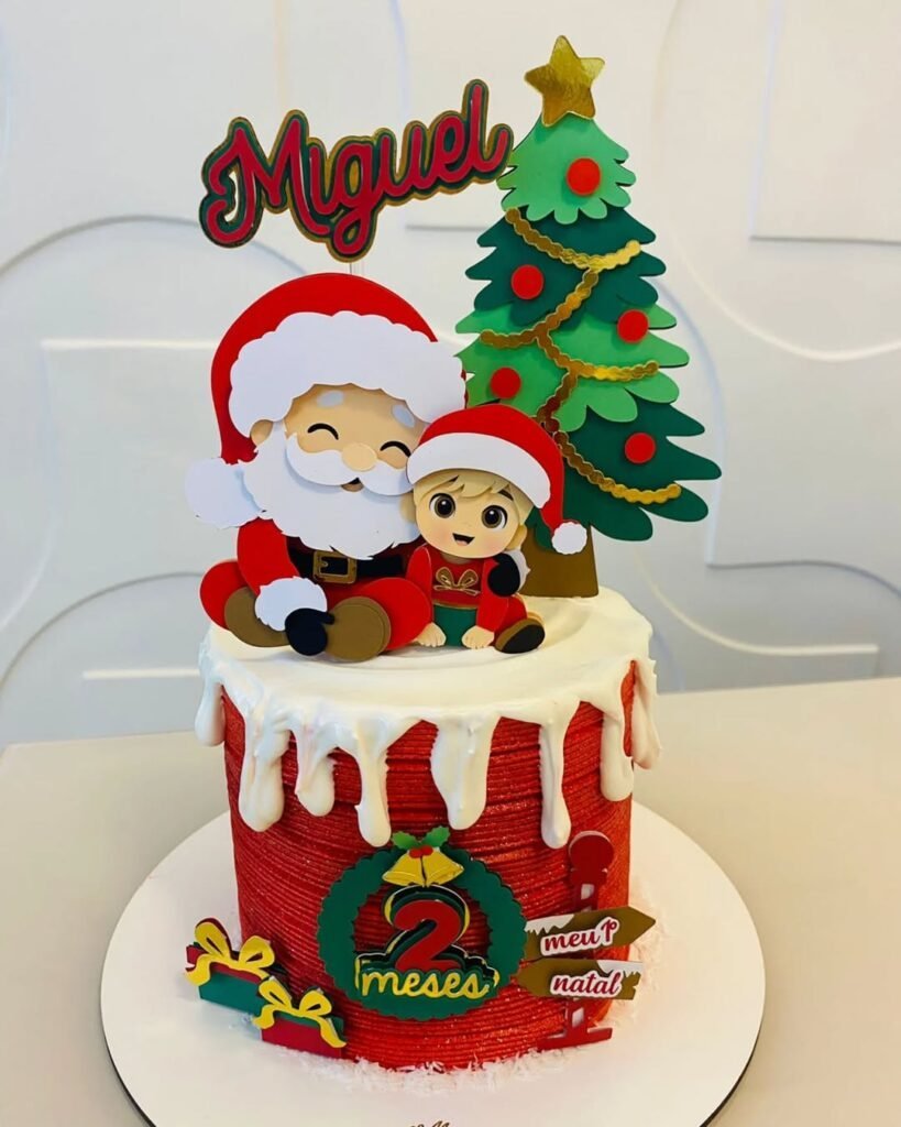 Papai-Noel-e-Menino-scaled-1.jpg Feliz Natal Papai Noel Menino - Topo de Bolo - Imagem 1