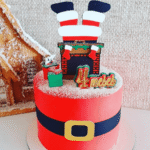 Papai Noel na chaminé - Topo de Bolo