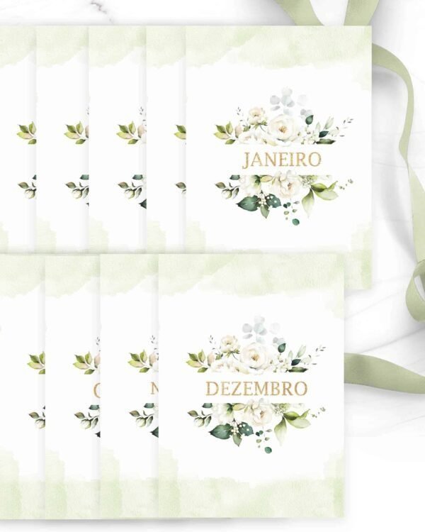Combo 6 Agendas 2026 e Permanente Floral Rosas Brancas (Bicho Papel) - Imagem 2