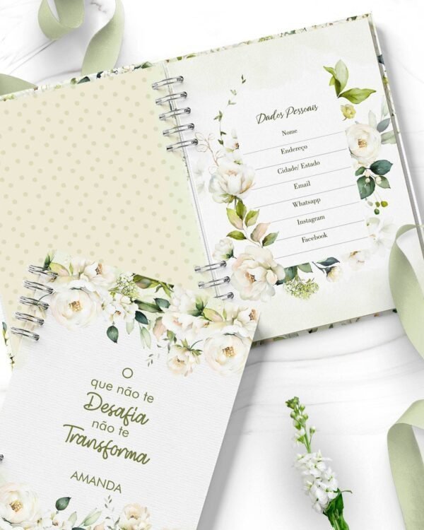 Combo 6 Agendas 2026 e Permanente Floral Rosas Brancas (Bicho Papel) - Imagem 5
