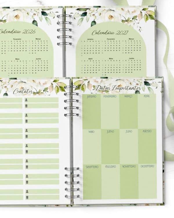 Combo 6 Agendas 2026 e Permanente Floral Rosas Brancas (Bicho Papel) - Imagem 7