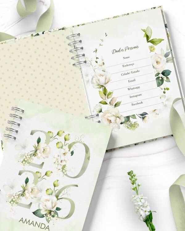 Combo 6 Agendas 2026 e Permanente Floral Rosas Brancas (Bicho Papel) - Imagem 9