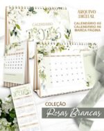 Kit Calendários de Mesa 2026 A5 A6 e Calendário Marca Página Coleção Rosas Brancas (Bicho Papel) - Imagem 3