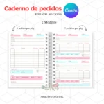 Caderno de Pedidos e Financeiro Editável no Canva – Artes da Vivi