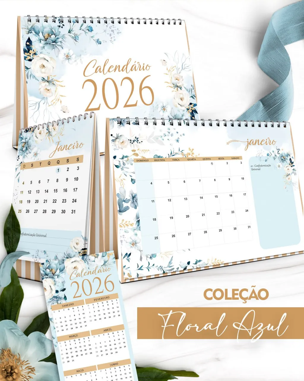 Kit Calendário 2026 – Coleção Floral Azul – Bicho Papel-1Resultado Kit Calendário 2026 – Coleção Floral Azul – Bicho Papel - Imagem 1