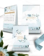 Kit Calendário 2026 – Coleção Floral Azul – Bicho Papel - Imagem 2