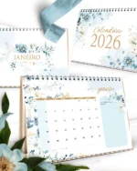 Kit Calendário 2026 – Coleção Floral Azul – Bicho Papel - Imagem 4