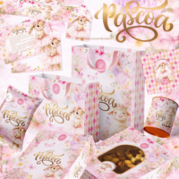 Kit Digital Páscoa Belle Fleur – Arquivo Digital para Imprimir com Embalagens, Tags e Papelaria de Páscoa.