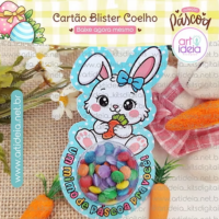 Cartão Blister Coelho de Páscoa – Arquivo Digital para Imprimir com Porta Confete e Docinhos