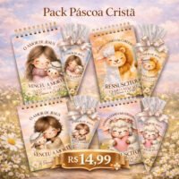 Pack Páscoa Cristã Infantil – Arquivo Digital para Imprimir com Bloquinhos e Cone para Doces