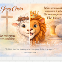 Painel Cordeiro e Leão Páscoa Cristã – Arquivo Digital para Imprimir com Tema Jesus Cristo