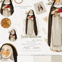 Ilustrações Santa Catarina de Sena - Kit Digital (Carinas Paper)