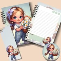 Caderno de Anotações - Garotinha e as Margaridas