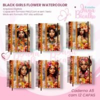 Caderno A5 – Black Girls Flower Watercolor (Jana Bicalho)