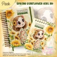Caderno A5 + Bloquinho – Spring Sunflower Girl N9 (Jana Bicalho)