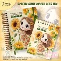 Caderno A5 + Bloquinho – Spring Sunflower Girl N10 (Jana Bicalho)