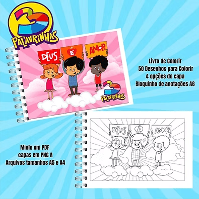3-Palavrinhas.png 3 Palavrinhas - Livro de Colorir - Imagem 1