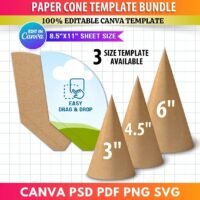 3 Moldes Cone de Papel Casquinha de Doces/Guloseimas