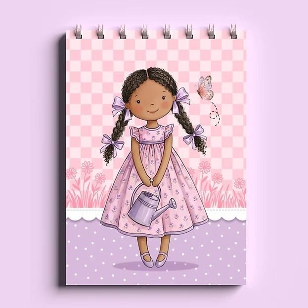 318877_3efd83cd921c409b844259cda14aa79amv2.jpg Bloco A6 - wire-o espiral -Bonequinhas - Imagem 1