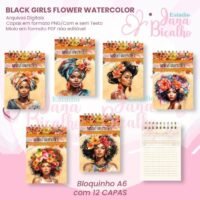 Bloquinhos A6 – Black Girls Flower Watercolor(Jana Bicalho)