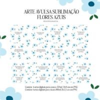 Artes para Sublimação – Flores Azul