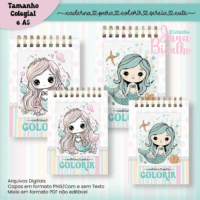 Sereia Cute - Caderno Colegial Para Colorir