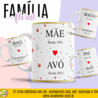 Família Floral - Artes para Caneca