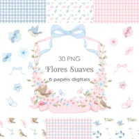 Flores Suaves – Rosa e Azul