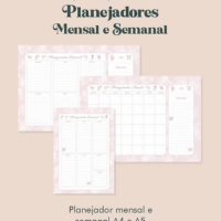 Planejadores Mensal e Semanal Coleção Laços & Rosas