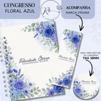 Caderno para o Congresso 2026 - Floral Azul COM Tema (Re Castori)