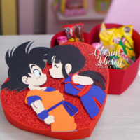 Arquivo de corte Caixa coração goku e milk