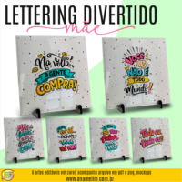 Mãe Lettering Divertido - Artes Azulejos