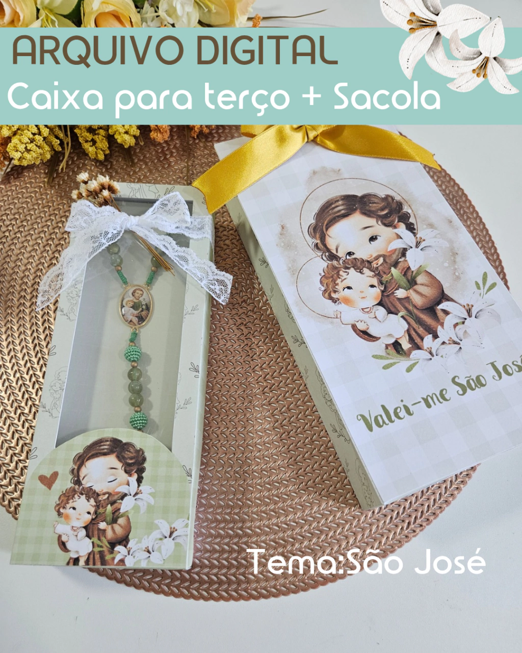 Caixa-Sacola-para-Tercos-Sao-Jose Caixa + Sacola para Terços São José - Imagem 1