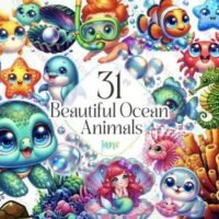 Kit Digital Beautiful Ocean Animals Sublimation 100600579
