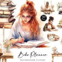 Kit Digital Boho Planner Clipart Bundle 100683605