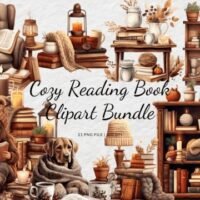 Kit Digital Cozy Reading Book Clipart Bundle 83485386