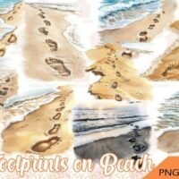 Kit Digital Footprints On Beach Clipart PNG 98531194