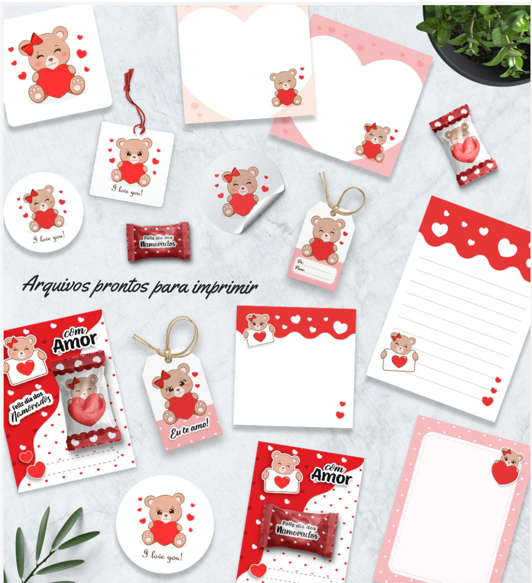Kit-Printables-ursinho-apaixonado Kit Printables ursinho apaixonado - Imagem 1