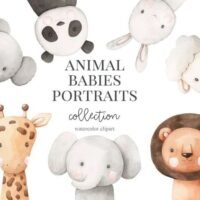 Kit Digital Animal Babies Portraits