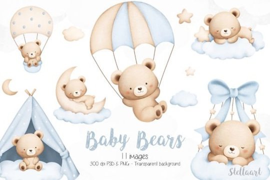 Kit-digital-Baby-Teddy-Bears Kit Digital Baby Teddy Bears - Imagem 1