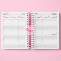 Miolo Agenda Rosa Visão Semanal Vertical Thamoní