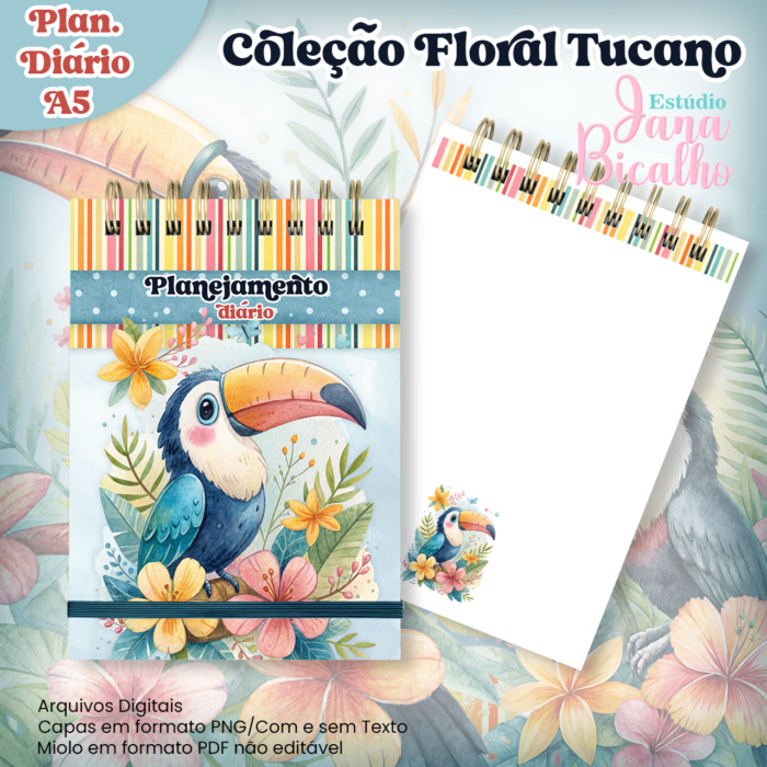 Planejamento-Diario-A5_Colecao-Floral-Tucano-1 Coleção Floral Tucano Coleção Floral Planejamento Diario A5 - Imagem 1