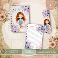 Combo encadernação Menina Floral